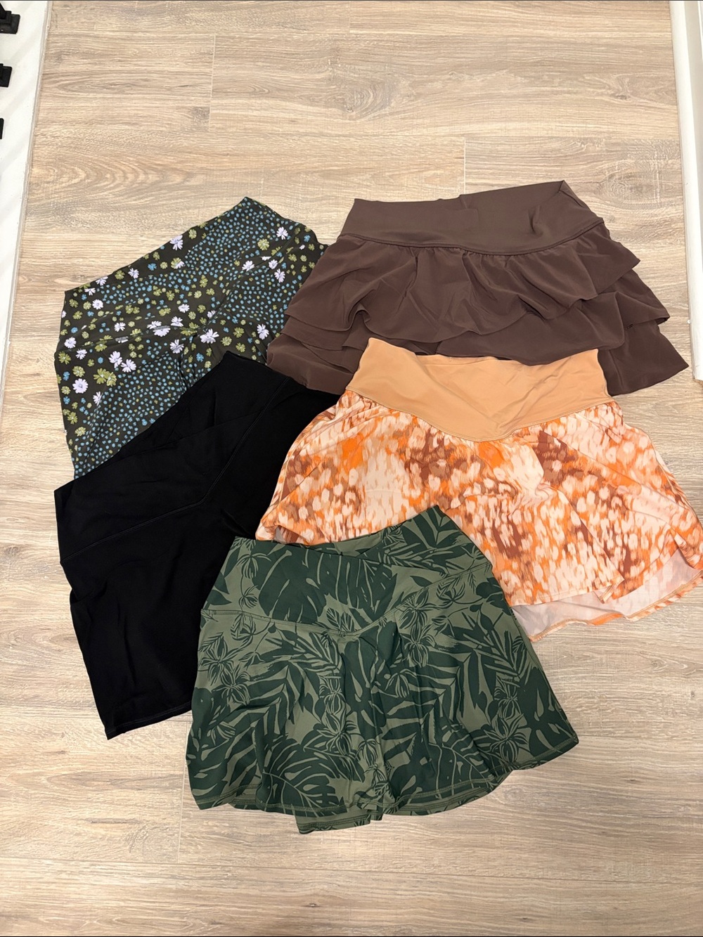 Women’s Assorted Skirt Bundle - Green, Black, Brown, Orange Floral